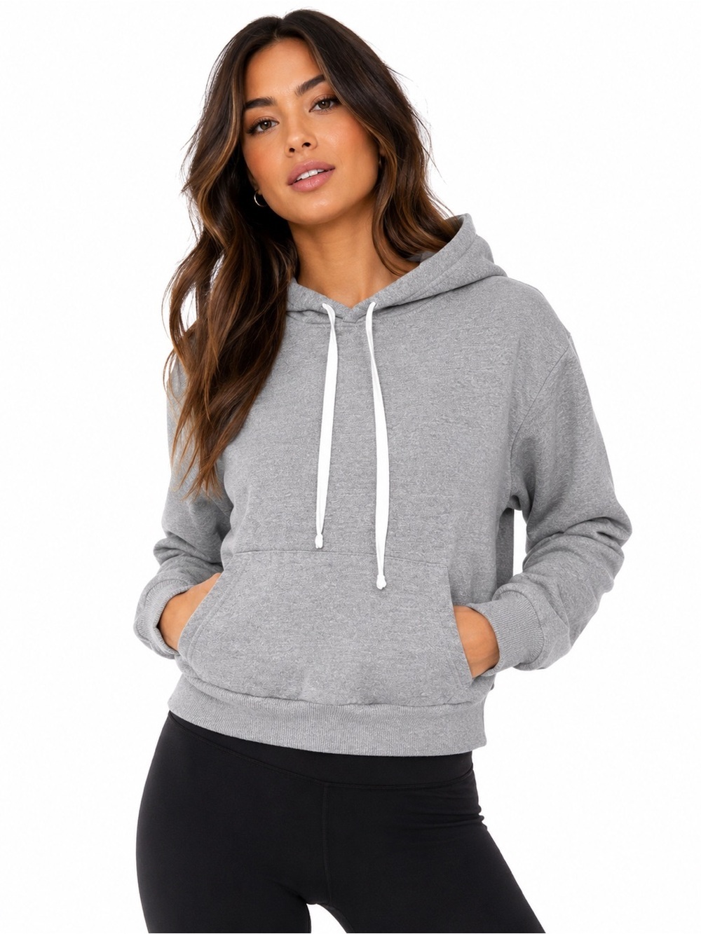 Forever 21 Gray Fleece Pullover Hoodie Cropped Casual Lounge Sweatshirt Small